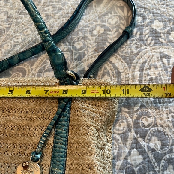 Brahmin Small Bowie Raffia/lagoon blue Satchel Crossbody summer - Picture 4 of 10